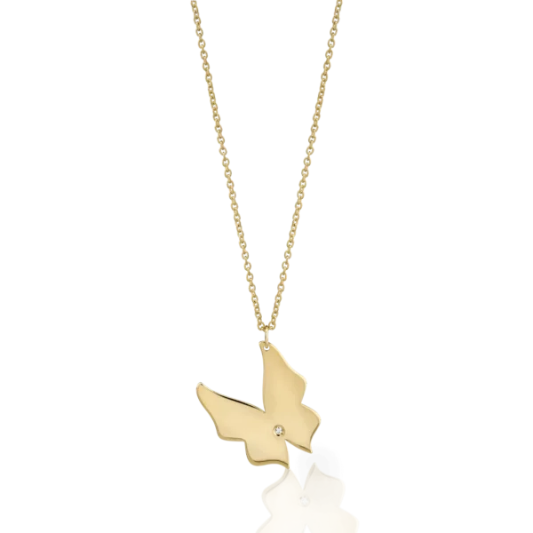 Lant cu pandantiv fluture din aur galben