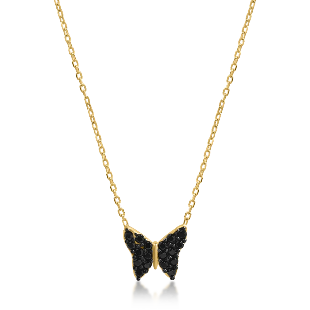 Lant cu pandantiv fluture din aur galben