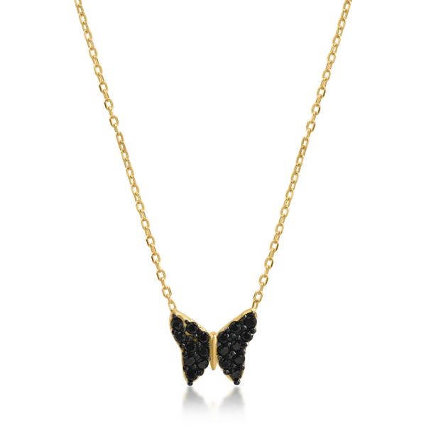 Lant cu pandantiv fluture din aur galben