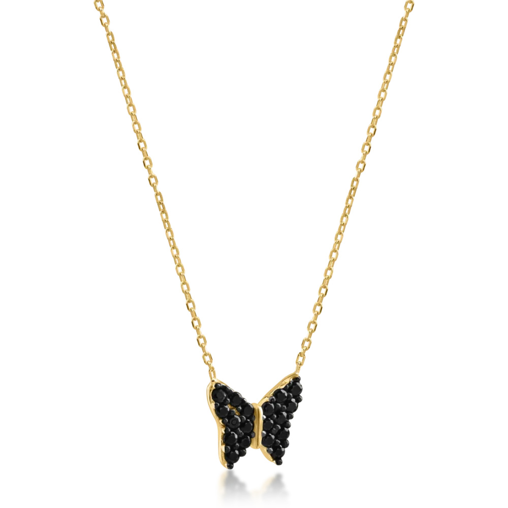 Lant cu pandantiv fluture din aur galben - imagine 2