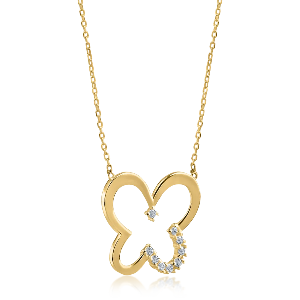 Lant cu pandantiv fluture din aur galben - imagine 2