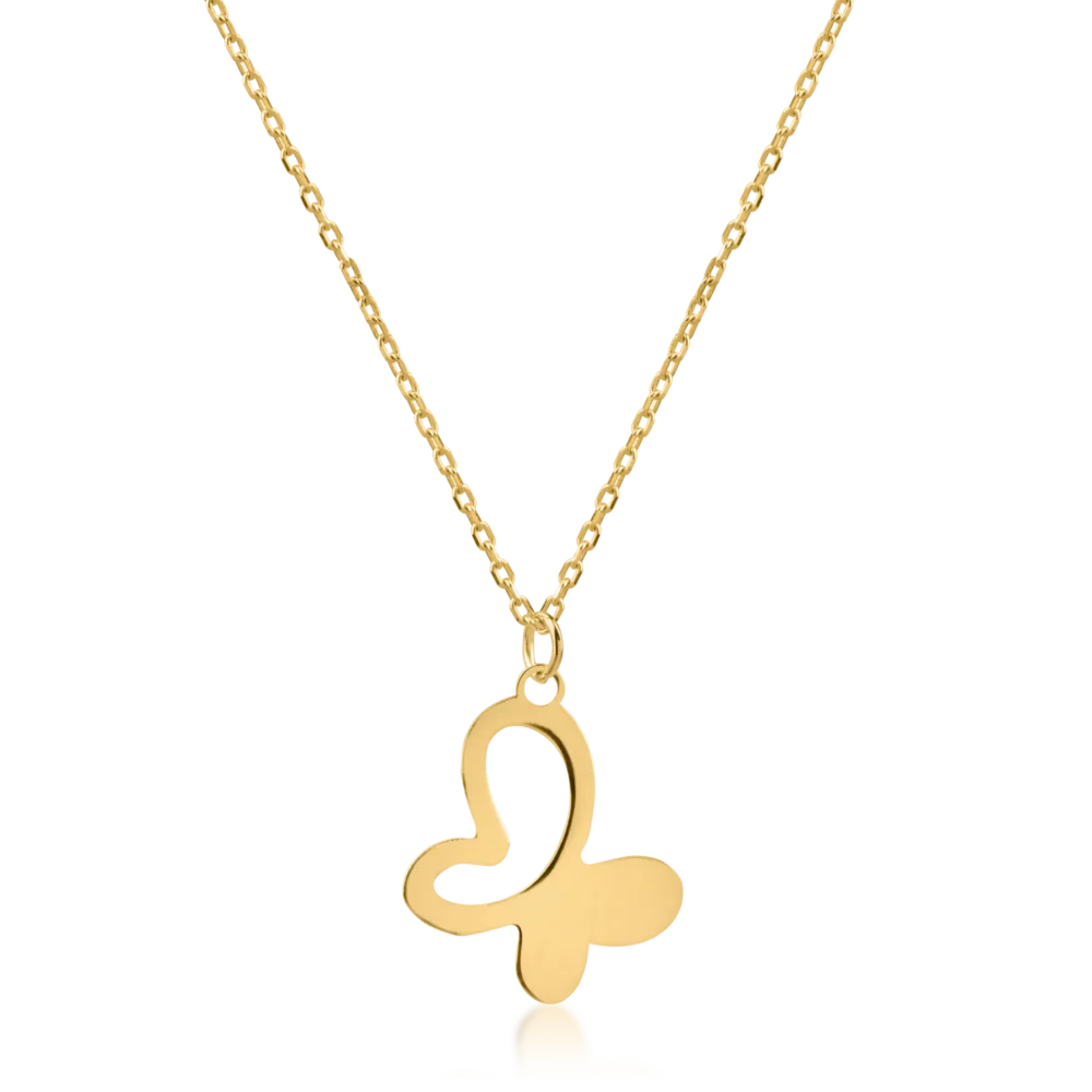 Lant cu pandantiv fluture din aur galben