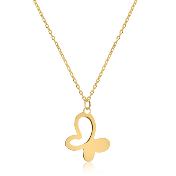 Lant cu pandantiv fluture din aur galben