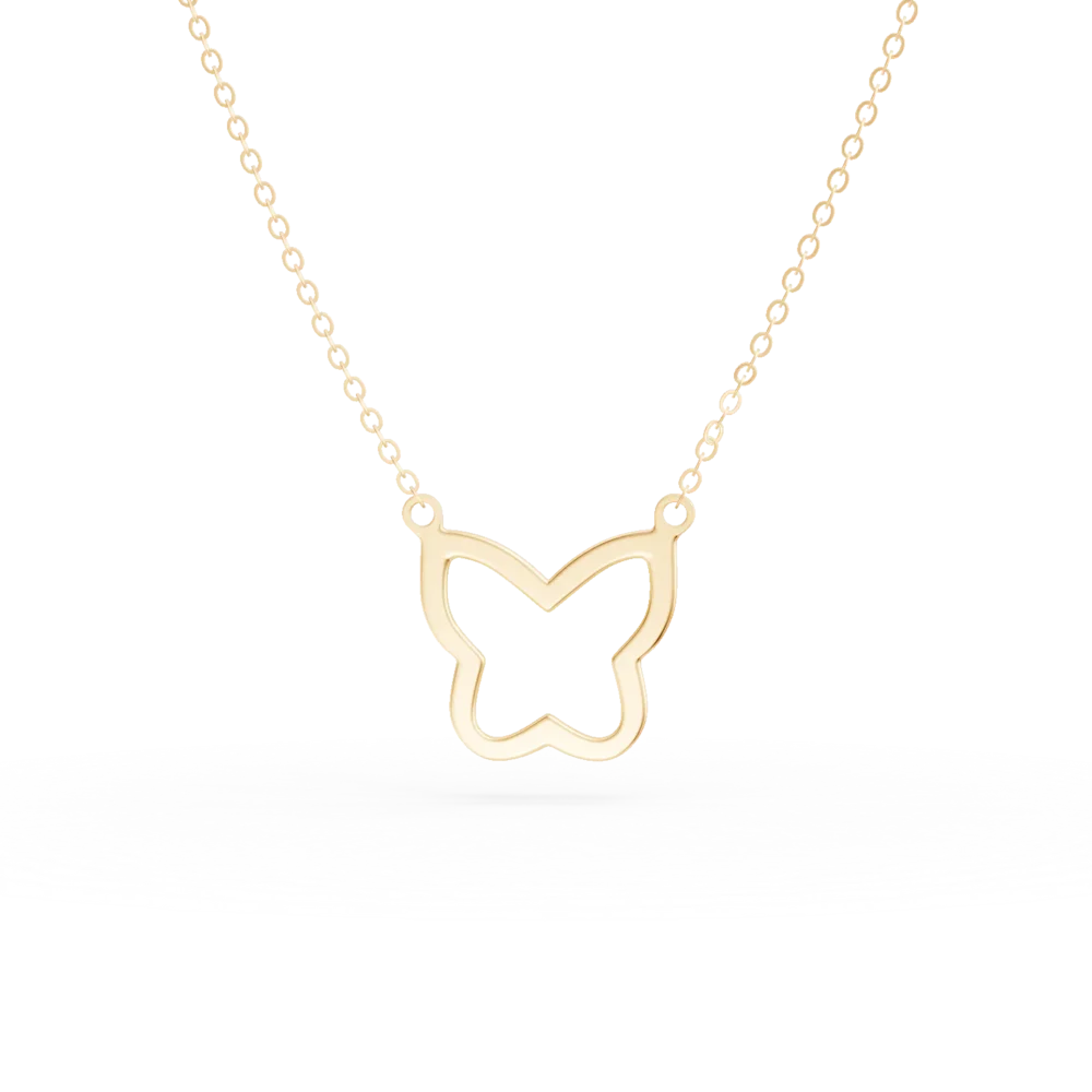 Lant cu pandantiv fluture din aur galben