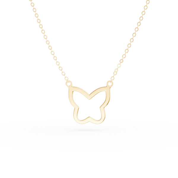 Lant cu pandantiv fluture din aur galben