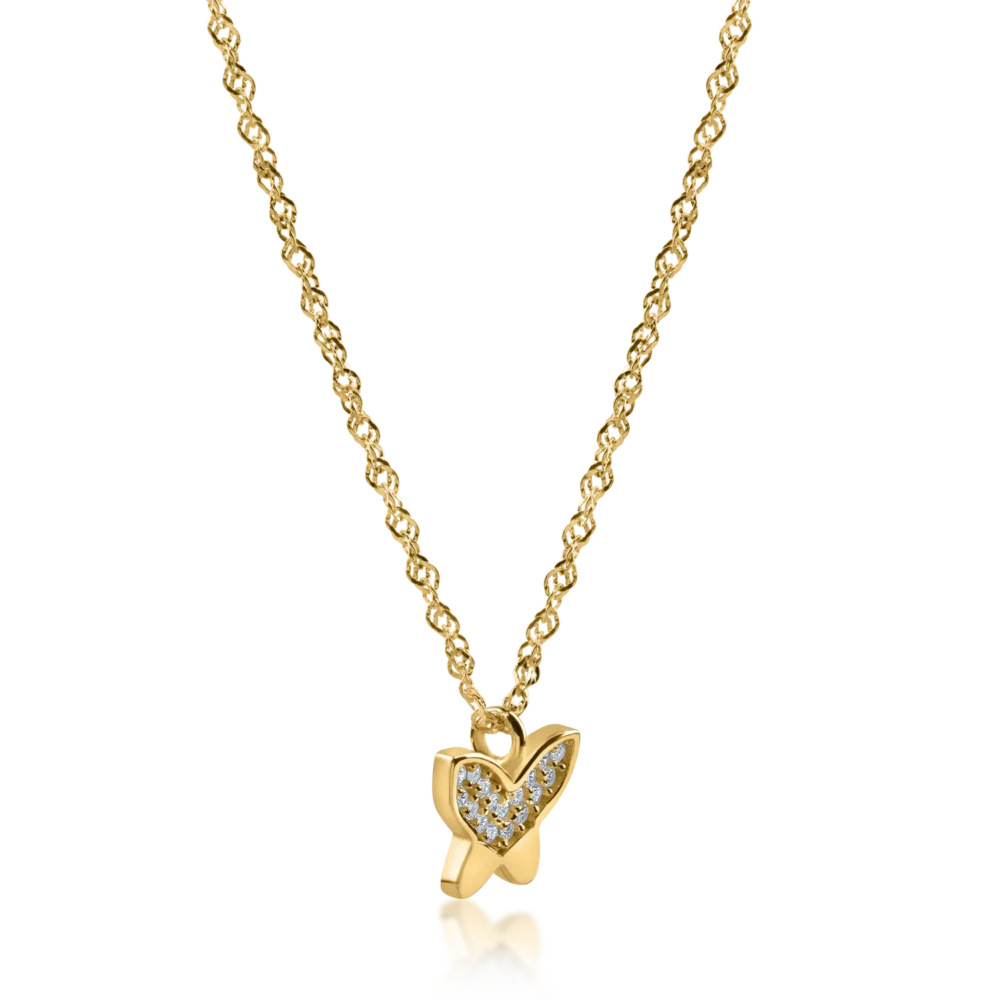 Lant cu pandantiv fluture din aur galben - imagine 2