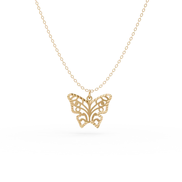 Lant cu pandantiv fluture din aur galben