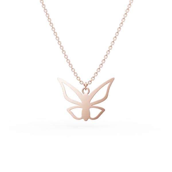 Lant cu pandantiv fluture din aur roz