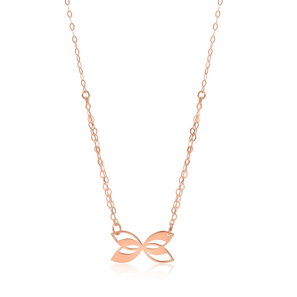 Lant cu pandantiv fluture din aur roz