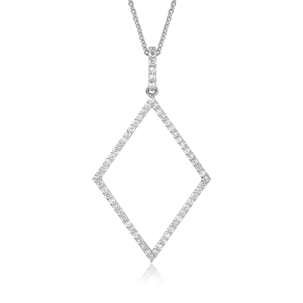 Lant cu pandantiv forma geometrica din aur alb cu diamante de 0.54ct