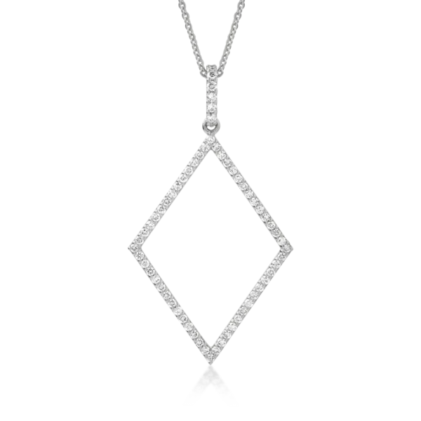 Lant cu pandantiv forma geometrica din aur alb cu diamante de 0.54ct