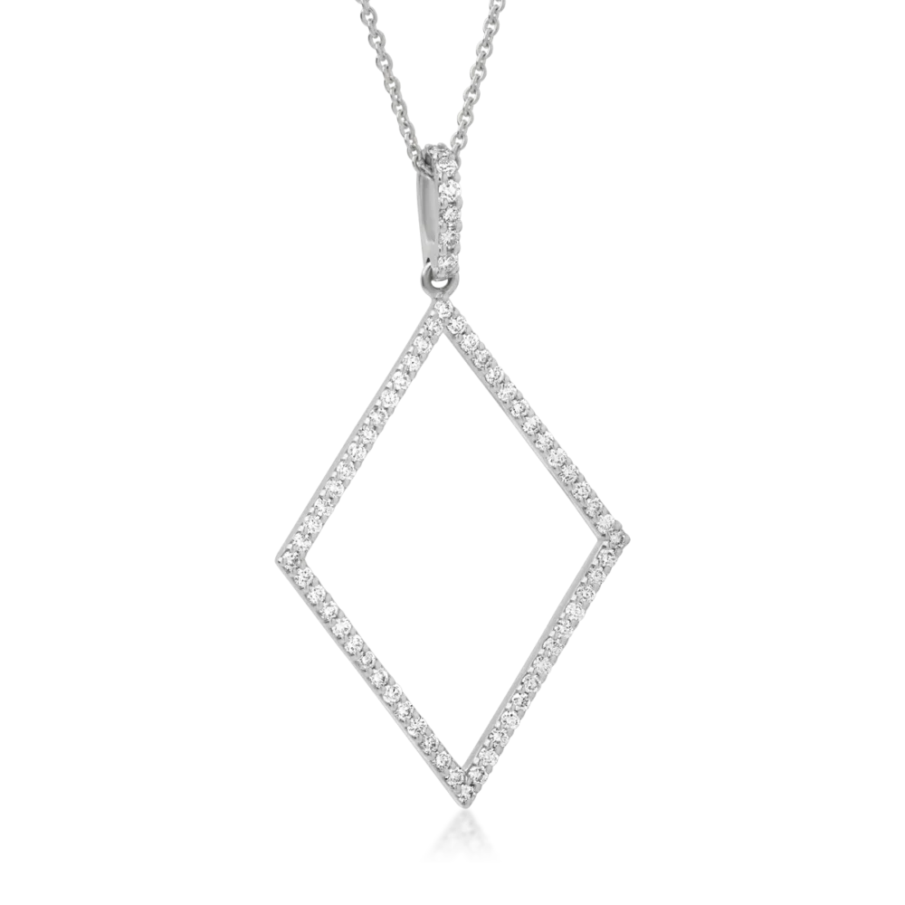 Lant cu pandantiv forma geometrica din aur alb cu diamante de 0.54ct - imagine 2