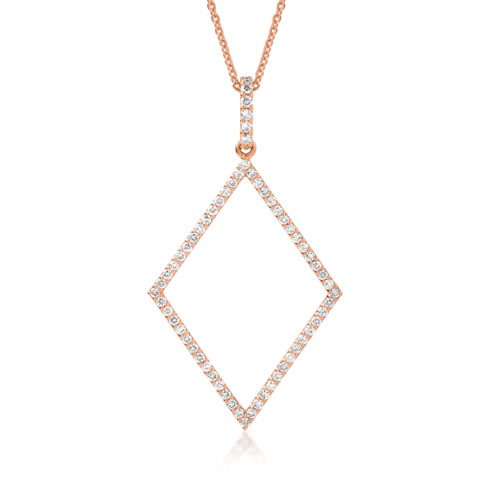 Lant cu pandantiv forma geometrica din aur roz cu diamante de 0.54ct