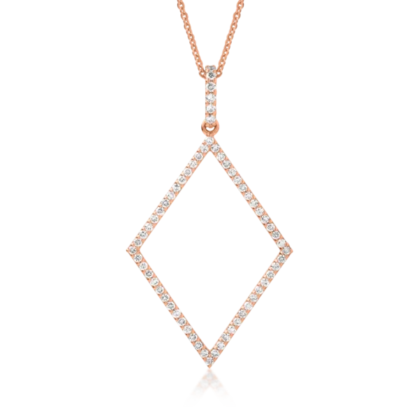 Lant cu pandantiv forma geometrica din aur roz cu diamante de 0.54ct