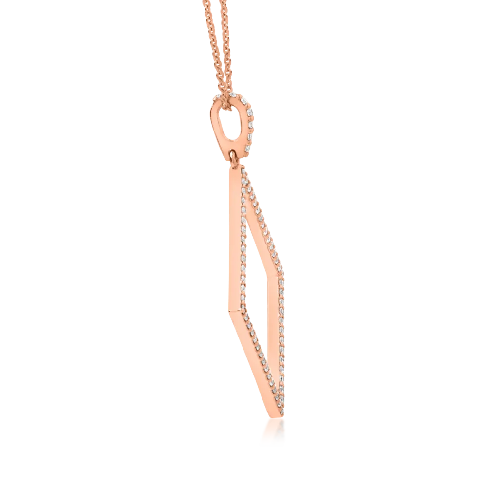 Lant cu pandantiv forma geometrica din aur roz cu diamante de 0.54ct - imagine 2