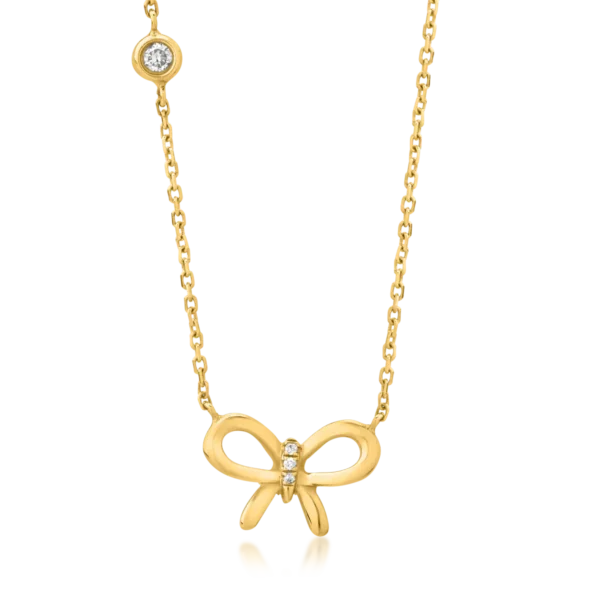 Lant cu pandantiv fundita din aur galben cu diamant de 0.025ct si diamante de 0.006ct