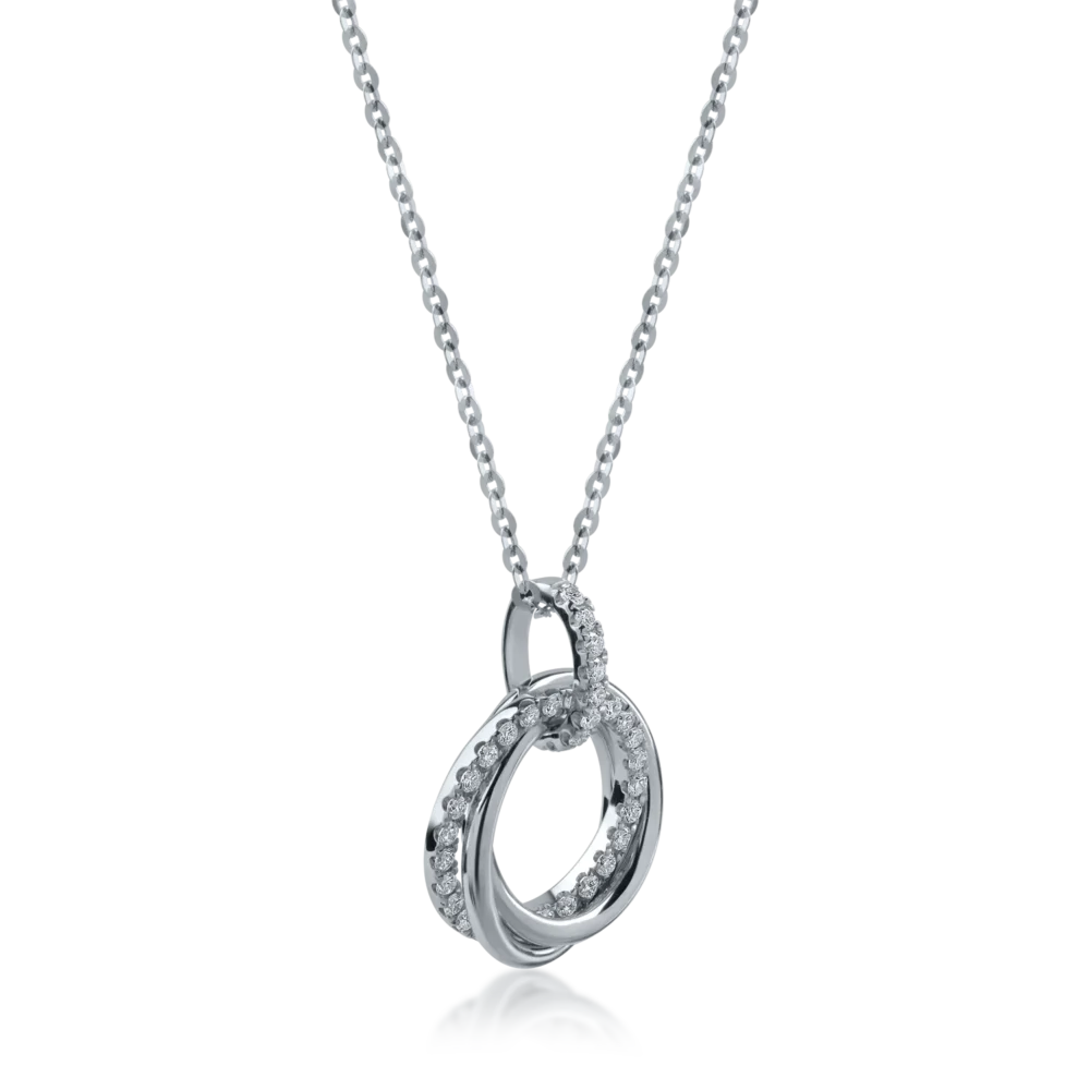 Lant cu pandantiv geometric din aur alb cu diamante de 0.141ct - imagine 2