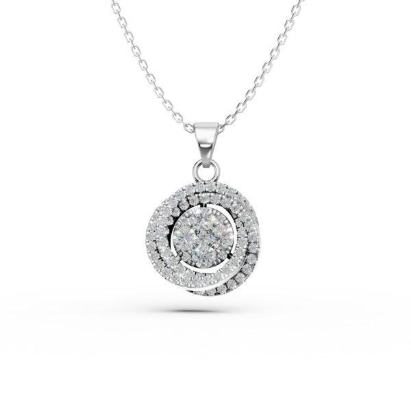 Lant cu pandantiv geometric din aur alb cu diamante de 0.3ct