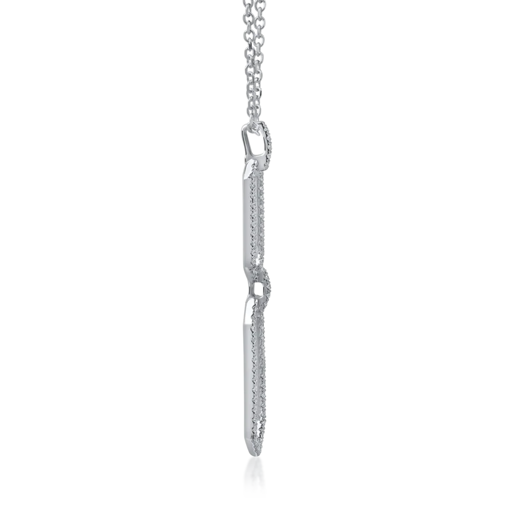 Lant cu pandantiv geometric din aur alb cu diamante de 0.4ct - imagine 3