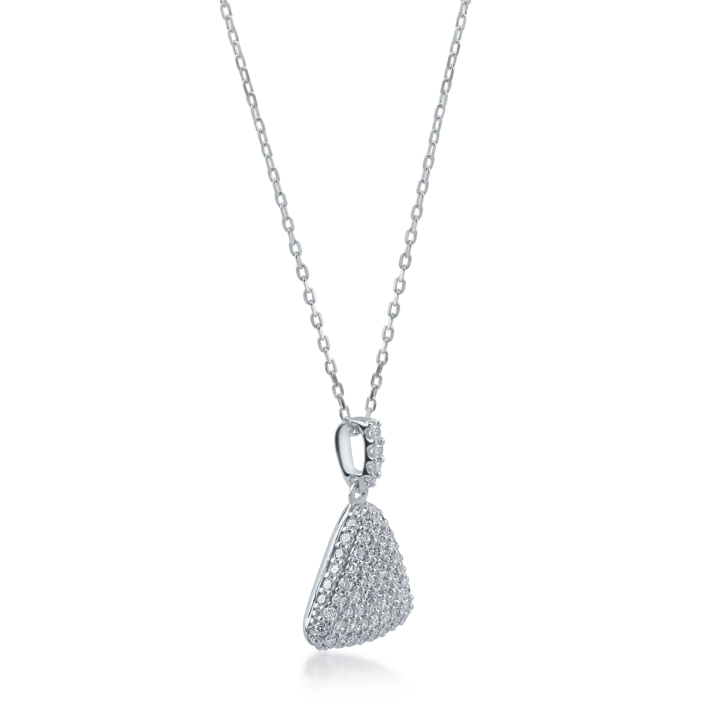 Lant cu pandantiv geometric din aur alb cu diamante de 0.71ct - imagine 2