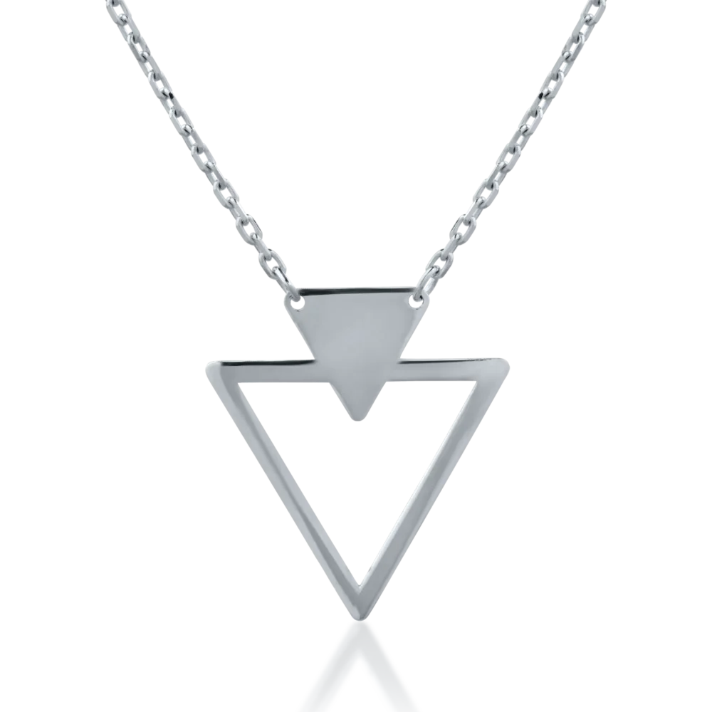 Lant cu pandantiv geometric din aur alb