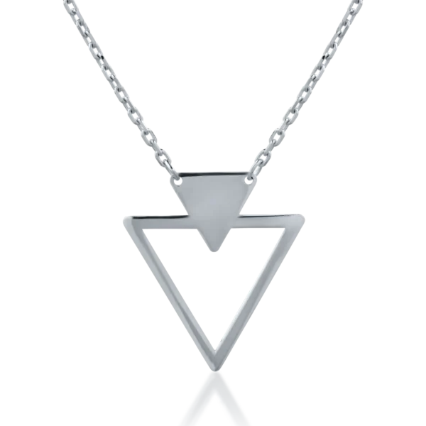 Lant cu pandantiv geometric din aur alb