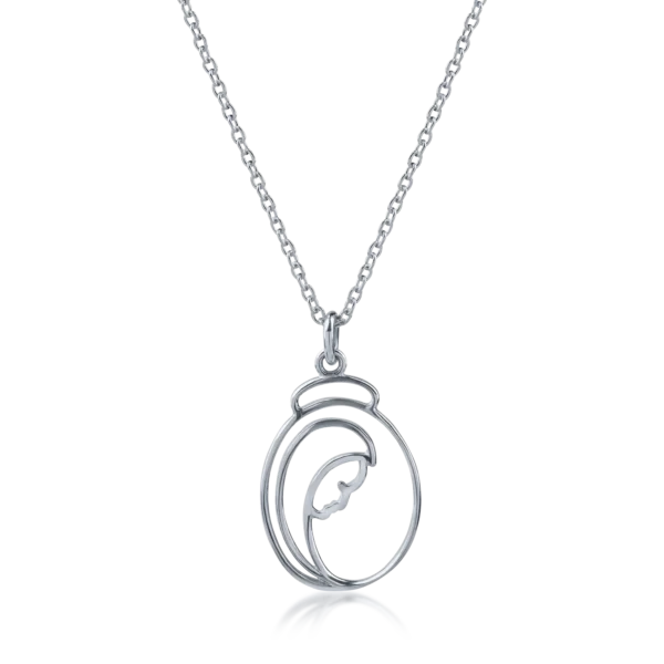 Lant cu pandantiv geometric din aur alb