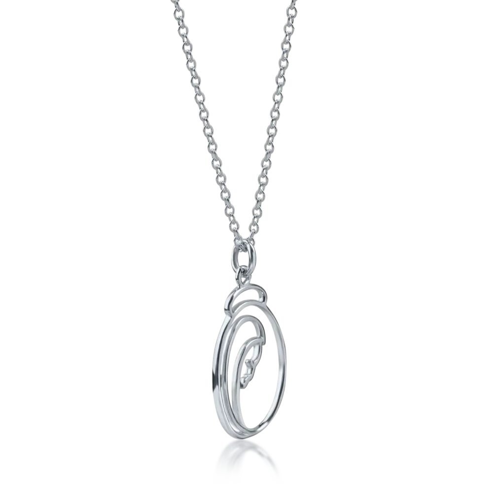 Lant cu pandantiv geometric din aur alb - imagine 2