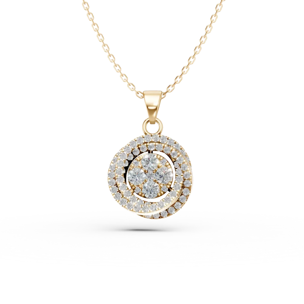 Lant cu pandantiv geometric din aur galben cu diamante de 0.3ct