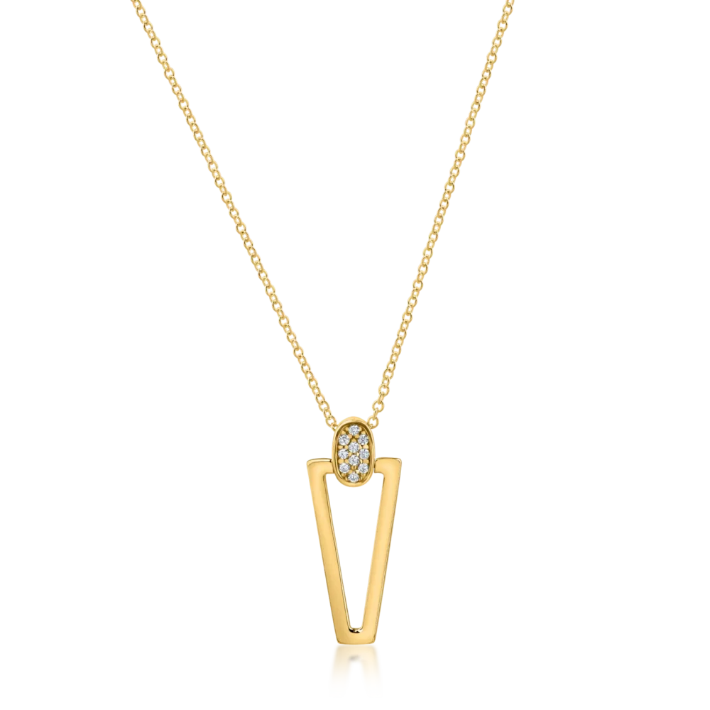 Lant cu pandantiv geometric din aur galben cu zirconii