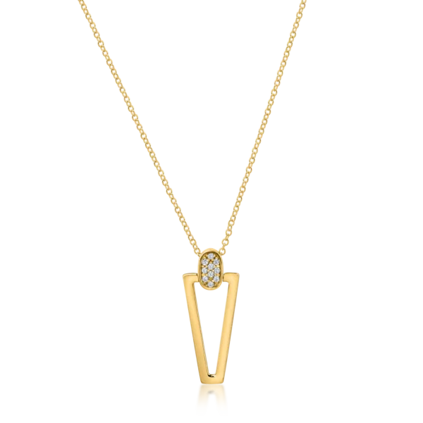 Lant cu pandantiv geometric din aur galben cu zirconii