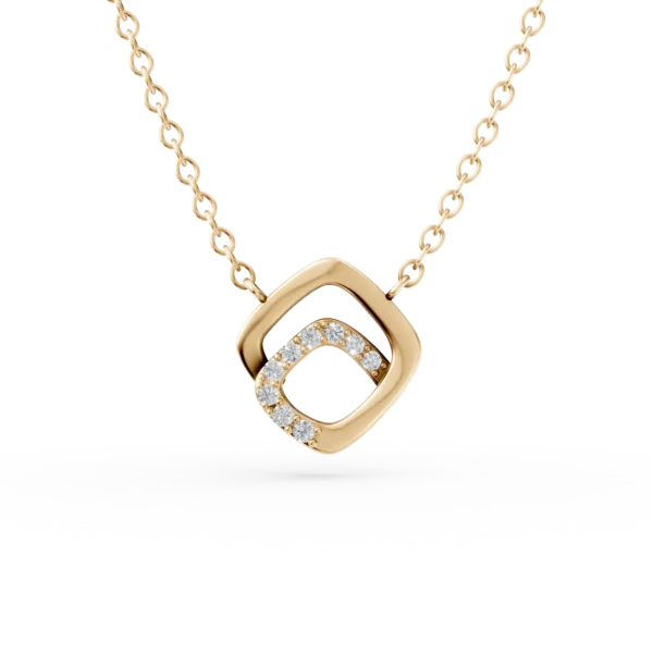 Lant cu pandantiv geometric din aur galben cu zirconii