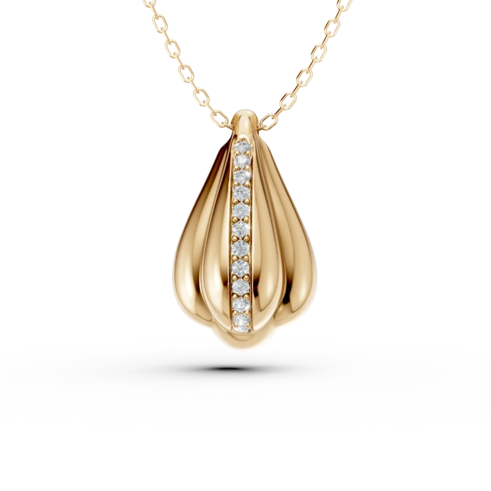 Lant cu pandantiv geometric din aur galben cu zirconii