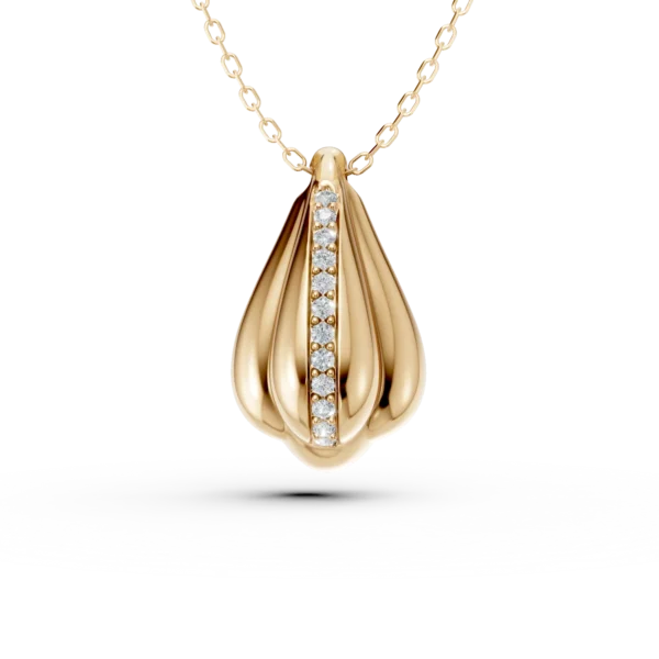 Lant cu pandantiv geometric din aur galben cu zirconii