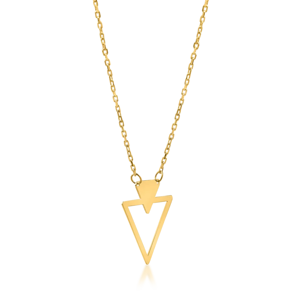 Lant cu pandantiv geometric din aur galben - imagine 2