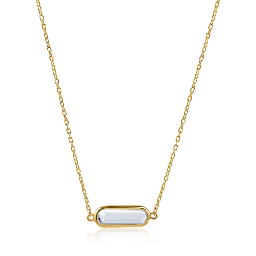 Lant cu pandantiv geometric din aur galben