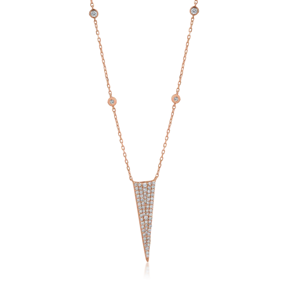 Lant cu pandantiv geometric din aur roz cu diamante de 0.54ct