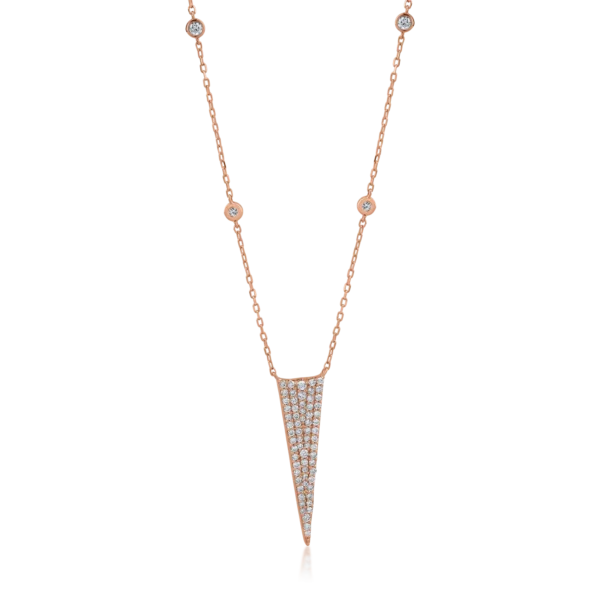 Lant cu pandantiv geometric din aur roz cu diamante de 0.54ct