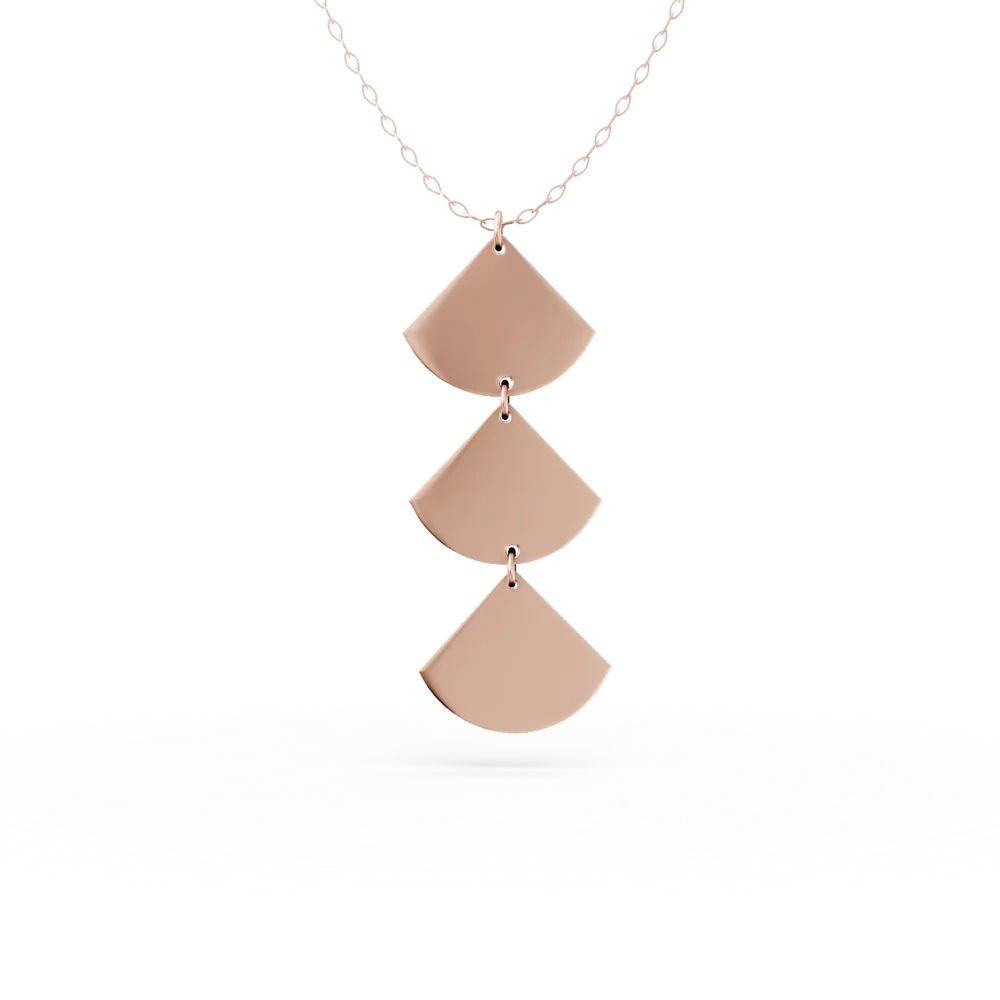 Lant cu pandantiv geometric din aur roz