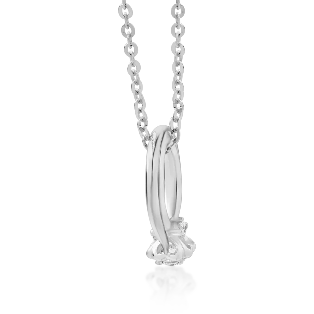 Lant cu pandantiv inel din aur alb cu diamante de 0.06ct - imagine 3