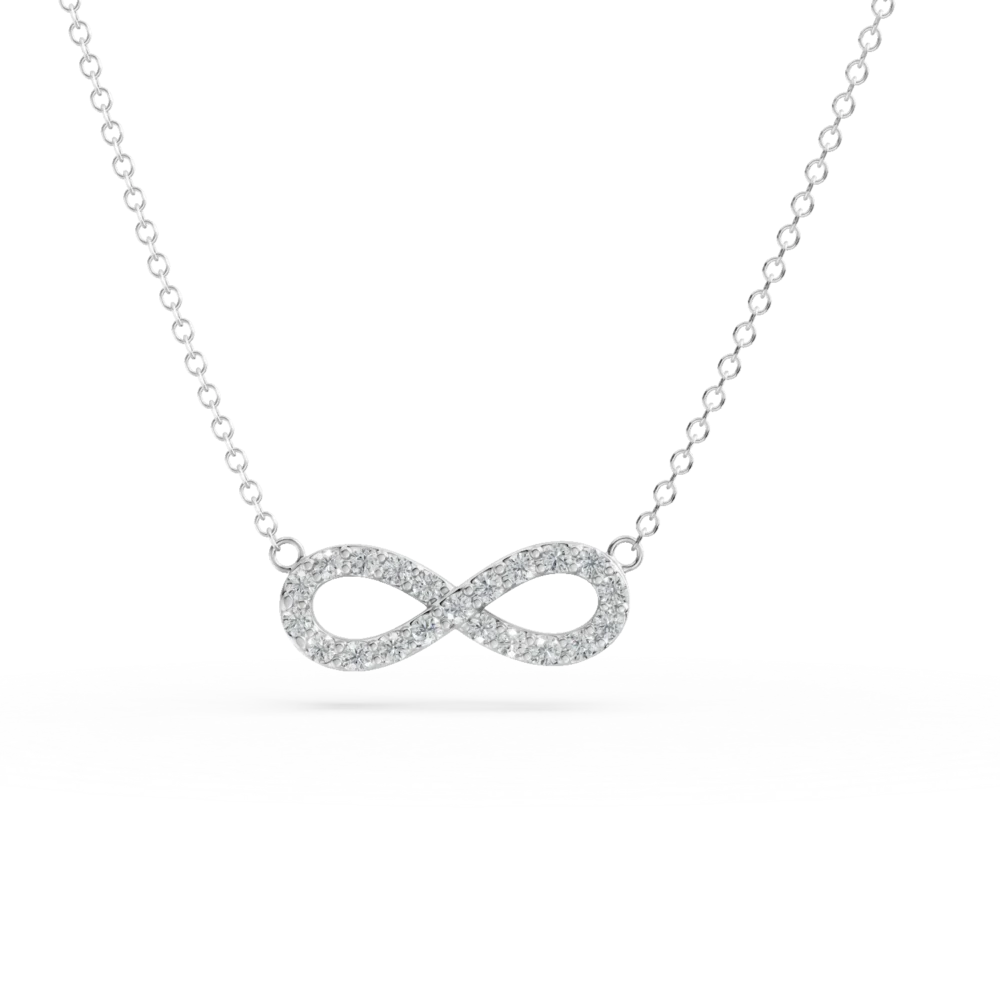 Lant cu pandantiv infinit din aur alb