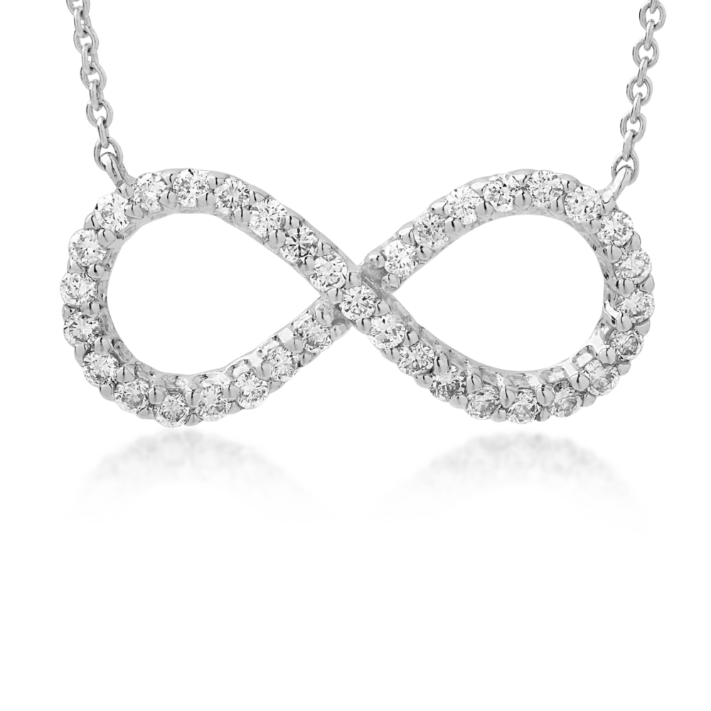 Lant cu pandantiv infinit din aur alb cu diamante de 0.34ct
