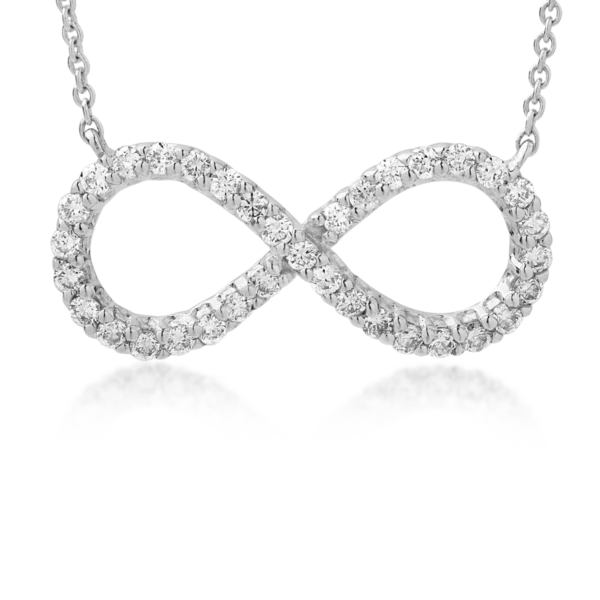 Lant cu pandantiv infinit din aur alb cu diamante de 0.34ct
