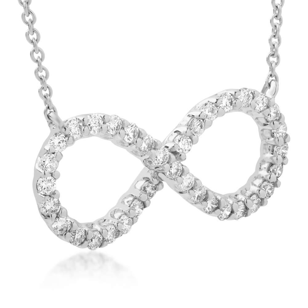 Lant cu pandantiv infinit din aur alb cu diamante de 0.34ct - imagine 2
