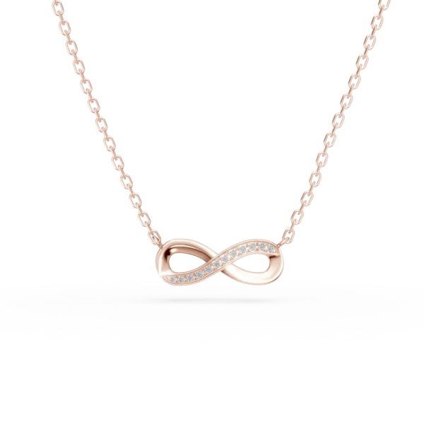 Lant cu pandantiv infinit din aur roz cu diamante de 0.03ct