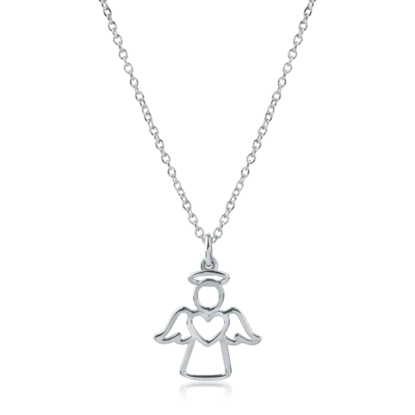 Lant cu pandantiv inger din aur alb