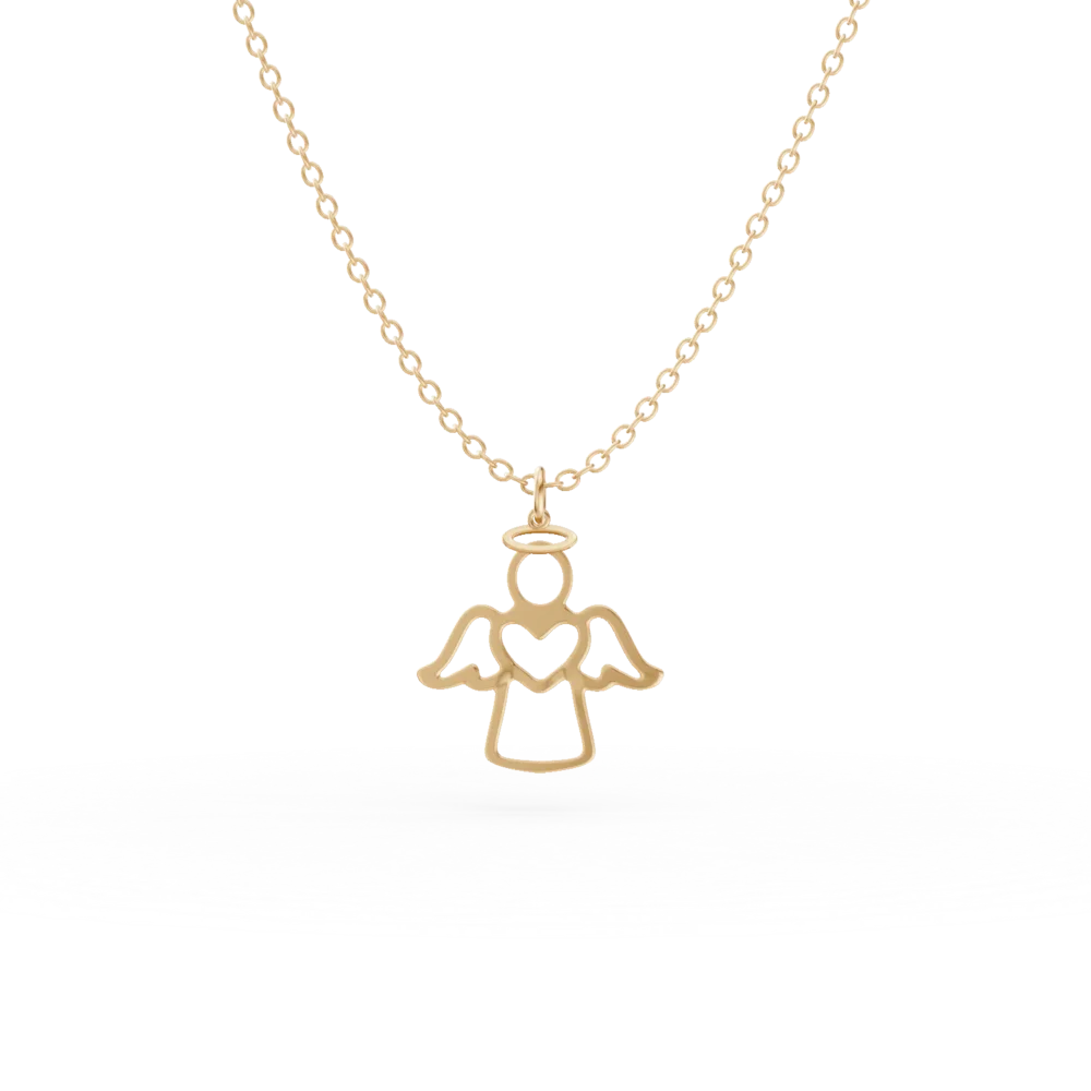 Lant cu pandantiv inger din aur galben