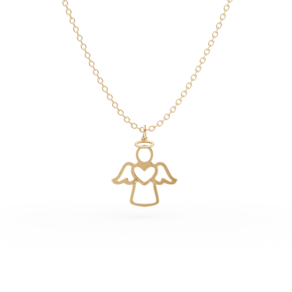 Lant cu pandantiv inger din aur galben