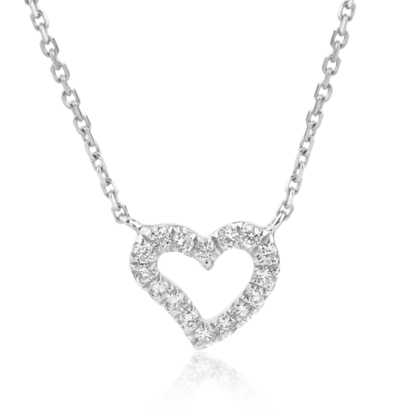 Lant cu pandantiv inima din aur alb cu diamante de 0.095ct