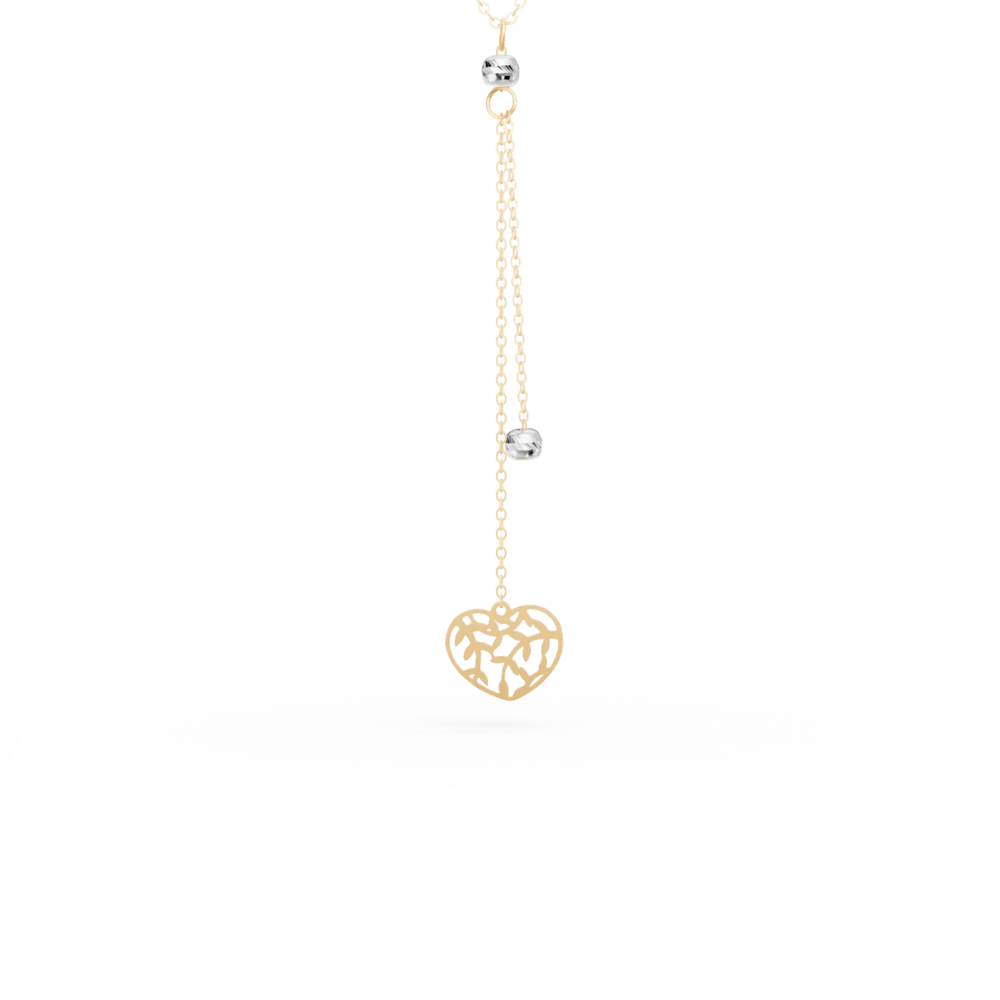 Lant cu pandantiv inima din aur alb-galben